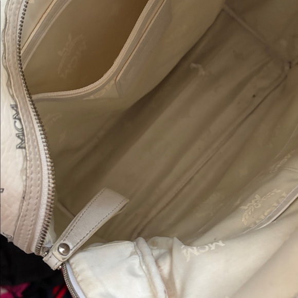 MCM Ivory and Black Logo Backpack - Picture 5 of 10
